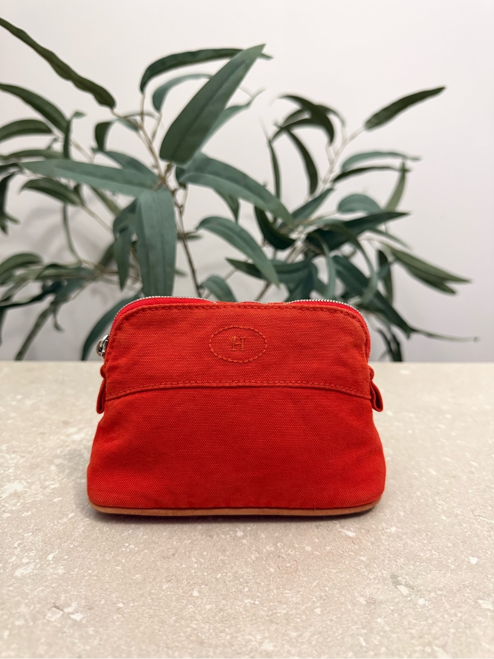 Hermes Bolide Pouch TPM Orange Canvas Travel Cosmetic Bag